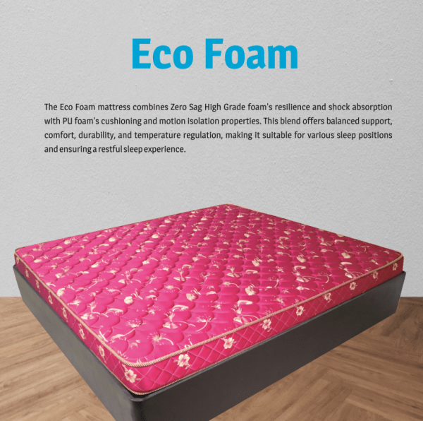 Eco foam mattress featuring a soft material, designed for comfort and support in a sustainable sleep solution.
